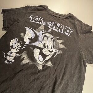 Tom and Jerry‎ T-Shirt Cartoon Character Graphic Print Gray Size S